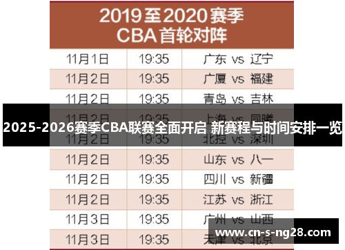 2025-2026赛季CBA联赛全面开启 新赛程与时间安排一览