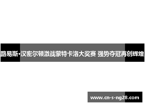 路易斯·汉密尔顿激战蒙特卡洛大奖赛 强势夺冠再创辉煌